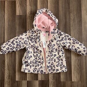 Carter's Pink Leopard Print Hooded Girls Rain Jacket